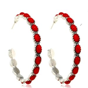 Red turquoise hoops
